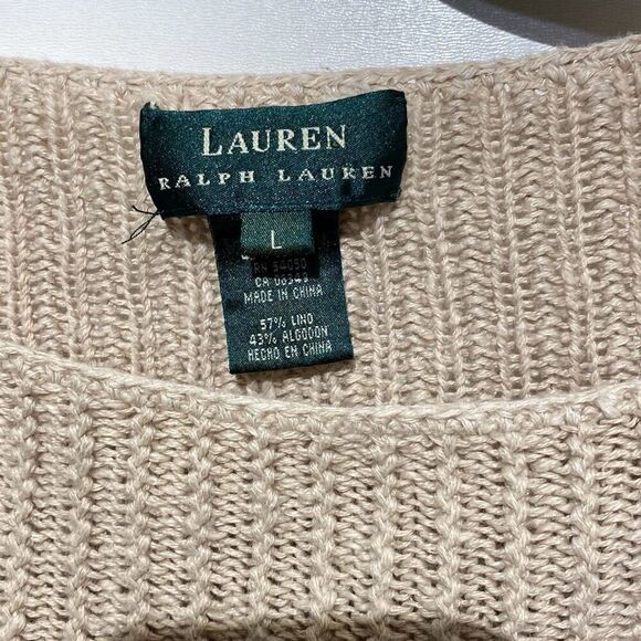 Lauren Ralph Lauren Women's Tan Knitted Pullover Long Sleeve Sweater Large - Picture 3 of 8